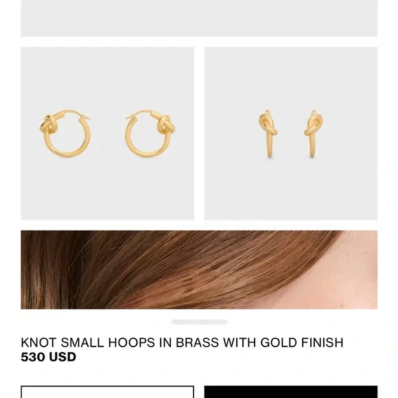Celine Gold knot small hoop Earrings - Picture 7 of 8